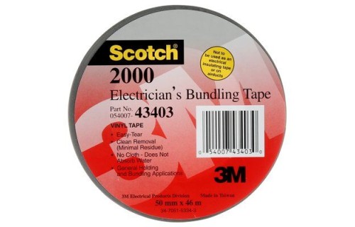 2000 Electrician's Duct Tape, 2 in x 150 ft, Gray