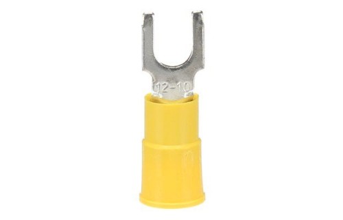 Vinyl Insulated Butted-Seam Block Forks, 12-10 AWG, Stud Size 10, 25/bag