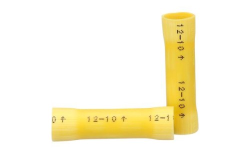 Vinyl Insulated Butt Splice Connectors, 12-10 AWG, Yellow, 25/bag