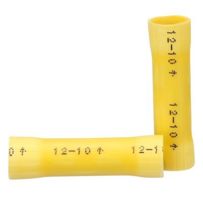 Vinyl Insulated Butt Splice Connectors, 12-10 AWG, Yellow, 25/bag