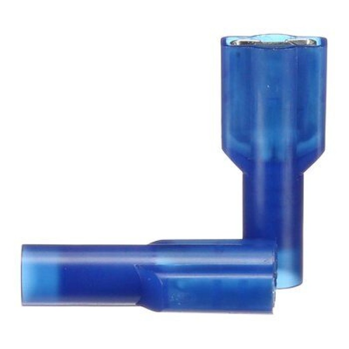 Nylon Fully Insulated Female Disconnects, Barrel Crimp, 16-14 AWG, Blue, 25/bag