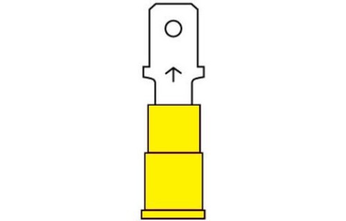 Vinyl Insulated Butted-Seam Male Disconnects, Barrel Crimp, 12-10 AWG, Yellow, 25/bag Vinyl Insulated Butted-Seam Male Disconnects, Barrel Crimp, 12-10 AWG, Yellow, 25/bag