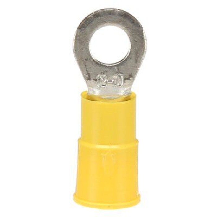Vinyl Insulated Ring Terminals, 12-10 AWG, Stud Size 10, 25/bag