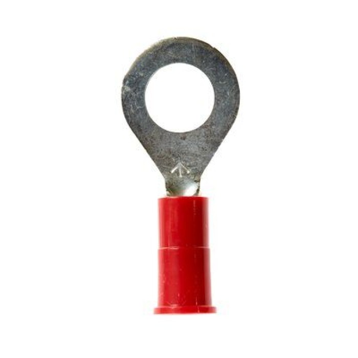 Vinyl Insulated Ring Terminals, 22-18 AWG, Stud Size 6, 25/bag