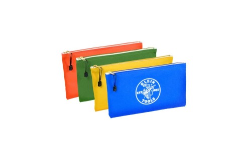 Zipper Bags, Canvas Tool Pouches Olive/Orange/Blue/Yellow, 4-Pack