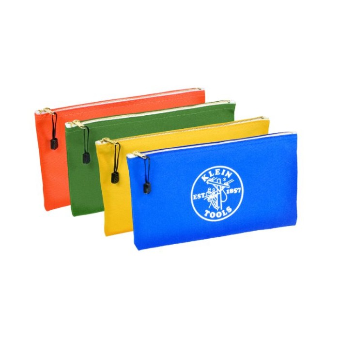 Zipper Bags, Canvas Tool Pouches Olive/Orange/Blue/Yellow, 4-Pack
