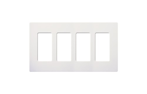 Claro Wall Plate, 4-Gang, Designer Gloss,White, Screwless