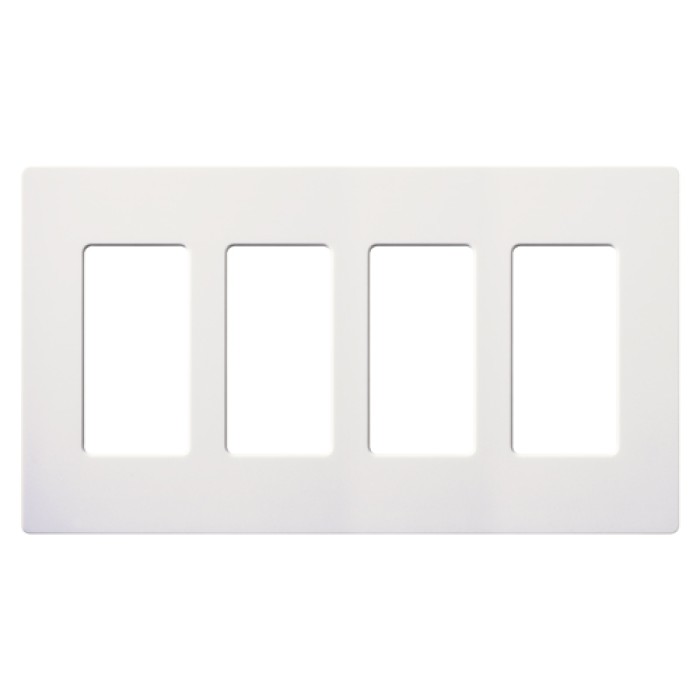Claro Wall Plate, 4-Gang, Designer Gloss,White, Screwless