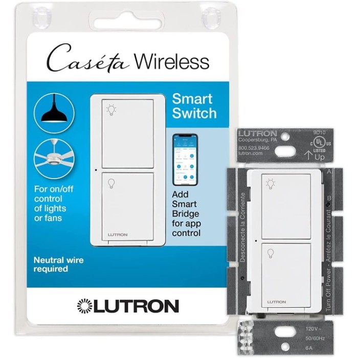 Caseta Wireless Digital Switch 6A, 120V, Neutral-Based, White